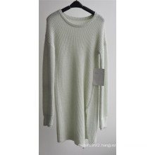 Round Neck Pure Color Pullover Knitted Sweater for Ladies